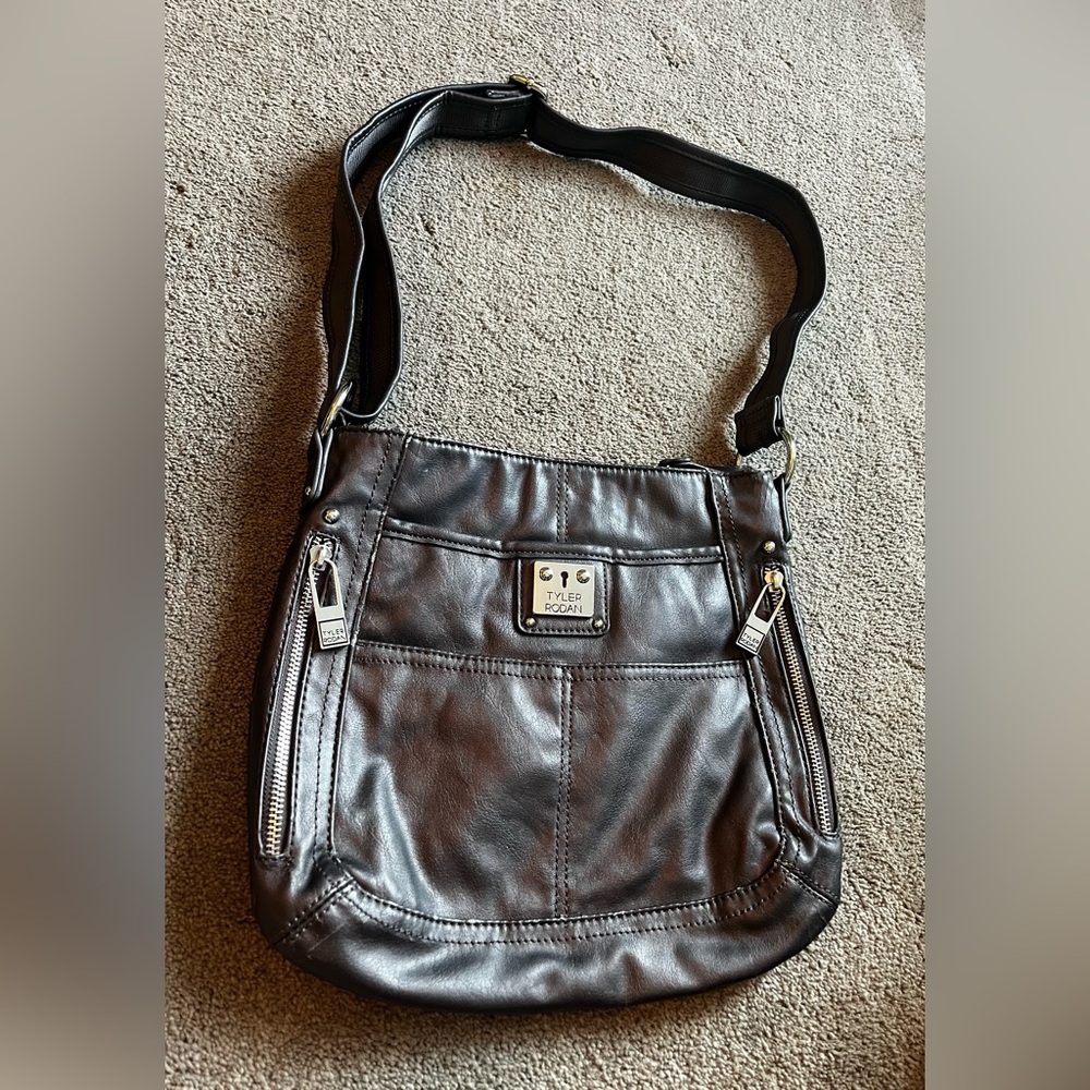 Tyler Rodan Grey Metallic Crossbody Purse